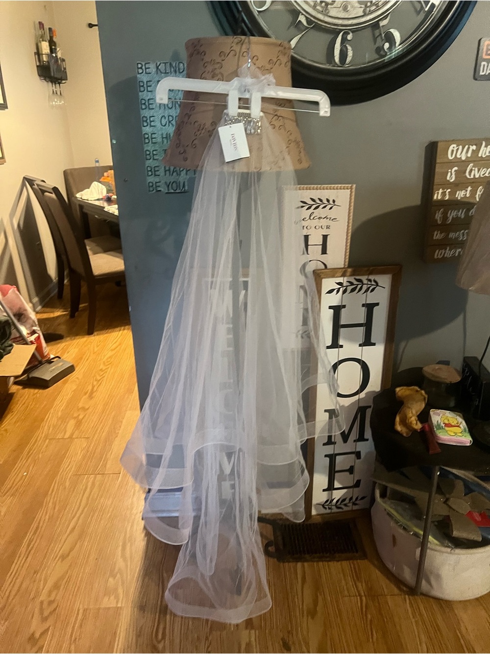 David's Bridal White Bridal Veil with Layered Hem